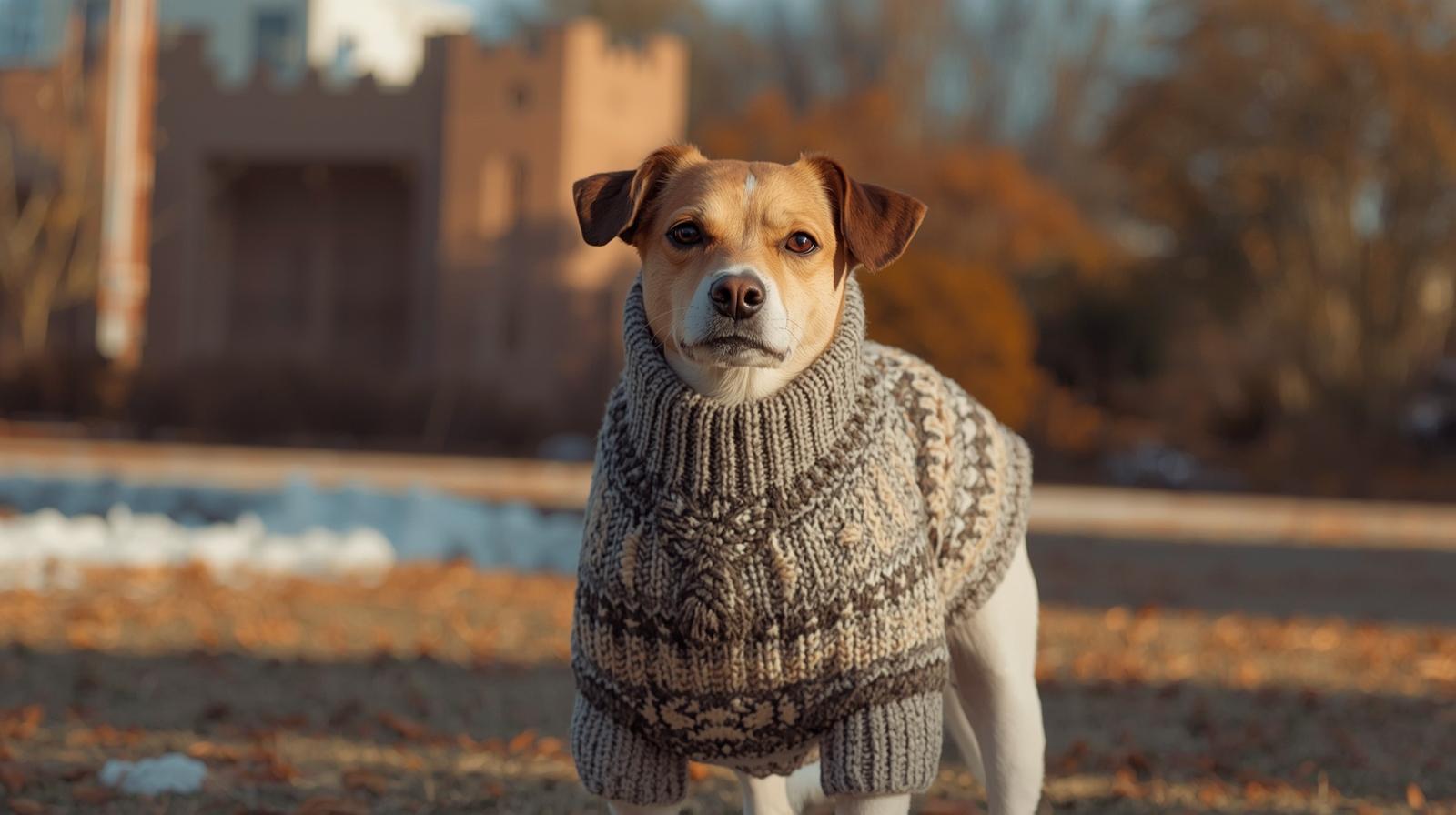 Dog wearing a sweater in winter - winter dog care India