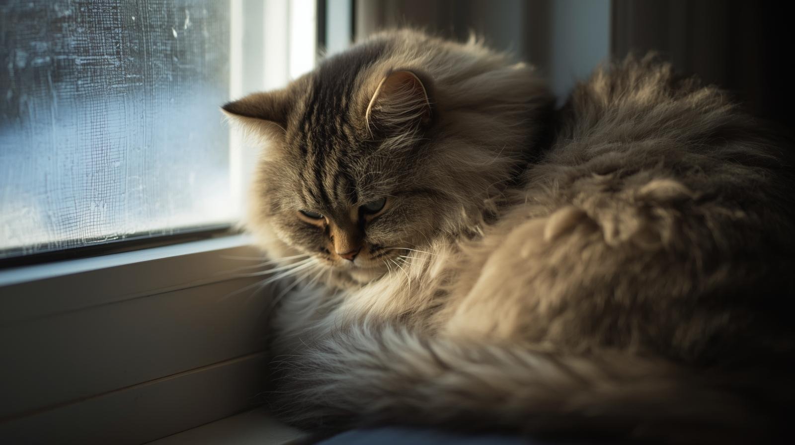 Cat shivering indoors during winter