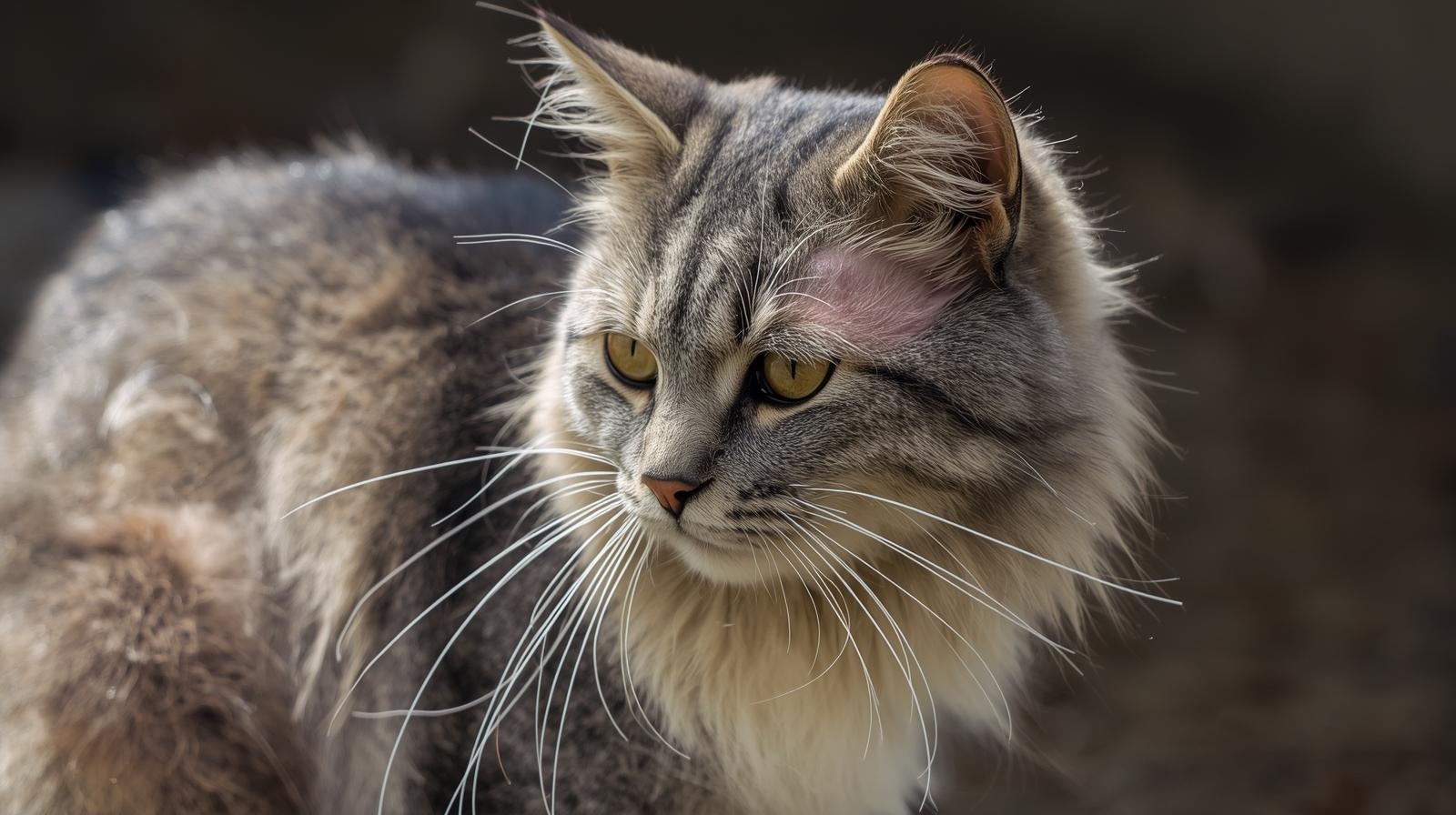 Matted fur in long-haired cat during winter
