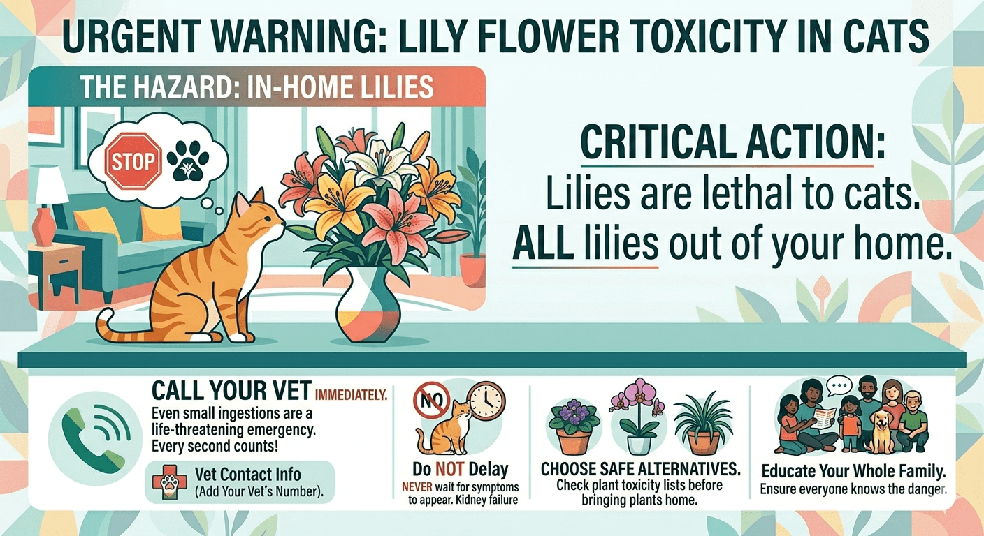 Lily flower toxic to cats in home setting