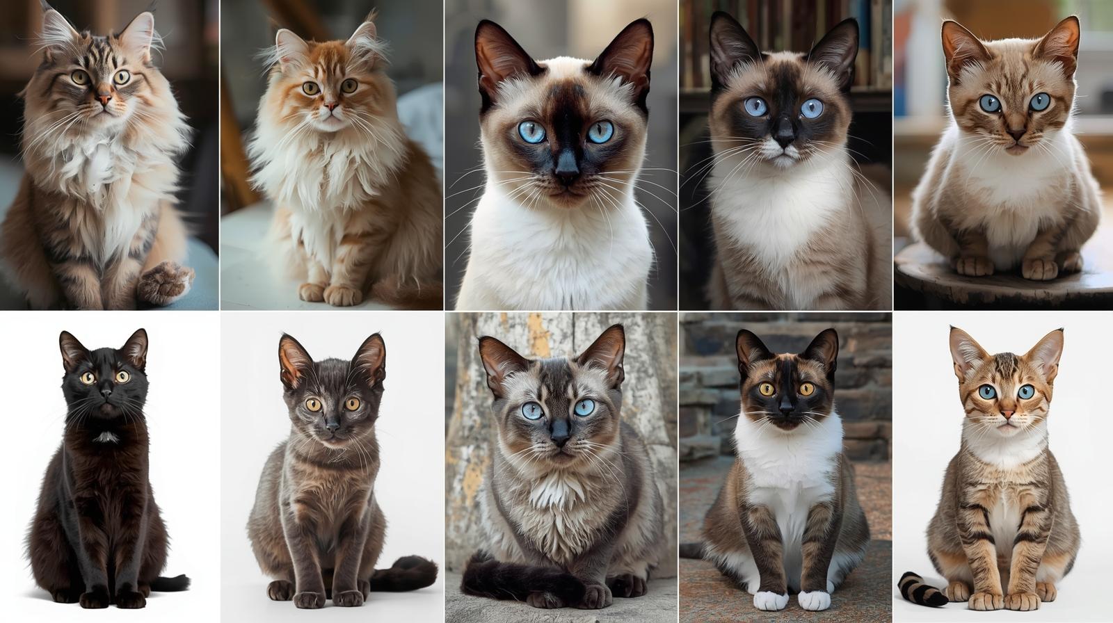 Various popular cat breeds in India including Persian, Siamese, and Indian Billi