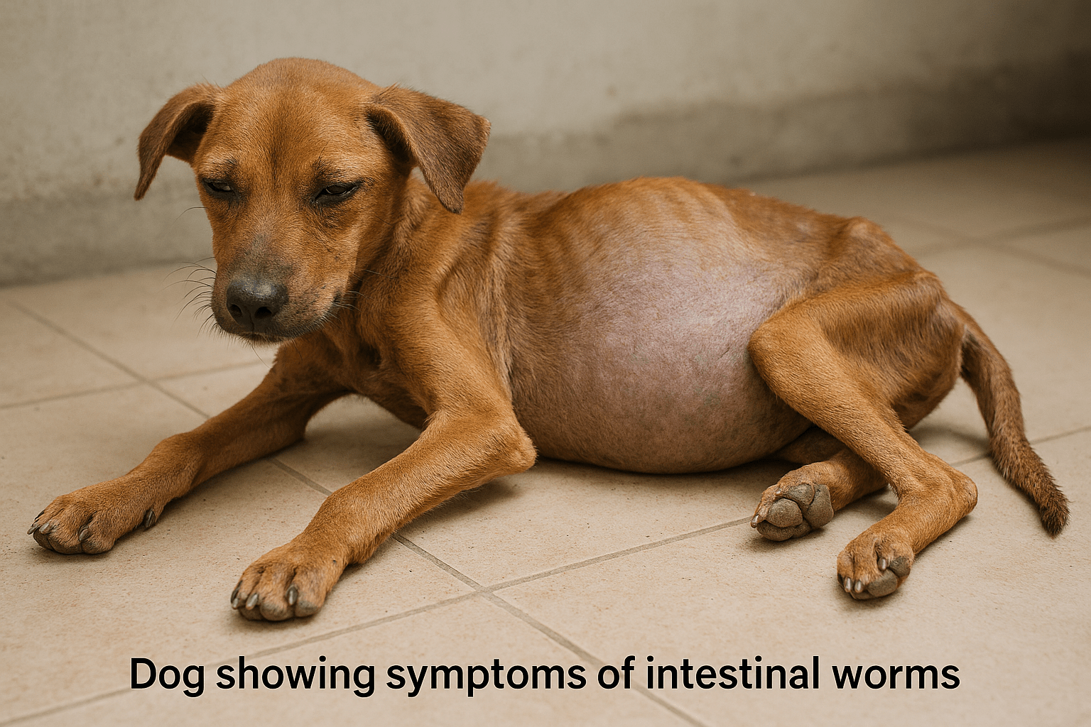 Dog showing symptoms of intestinal worms